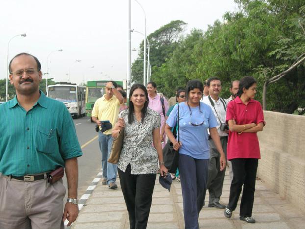 walk.jpg - A walk past the Kamarasar salai led by V. Sriram